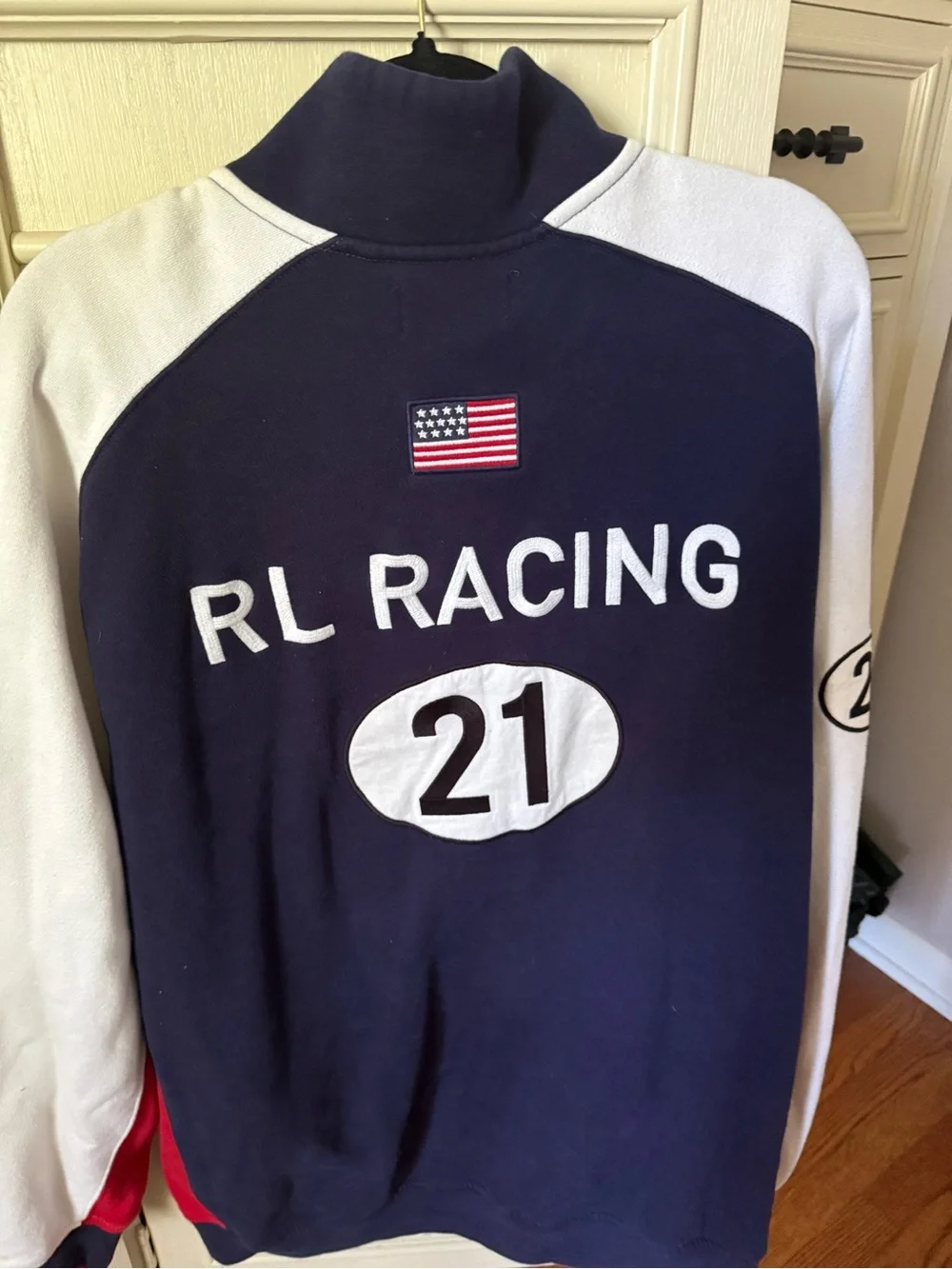 Polo by Ralph Lauren Navy, White & Red United States Racing Team Zip Jacket